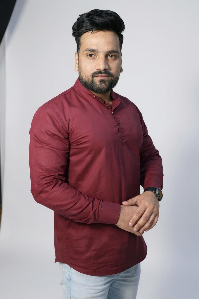 MEN'S MAROON KURTA
