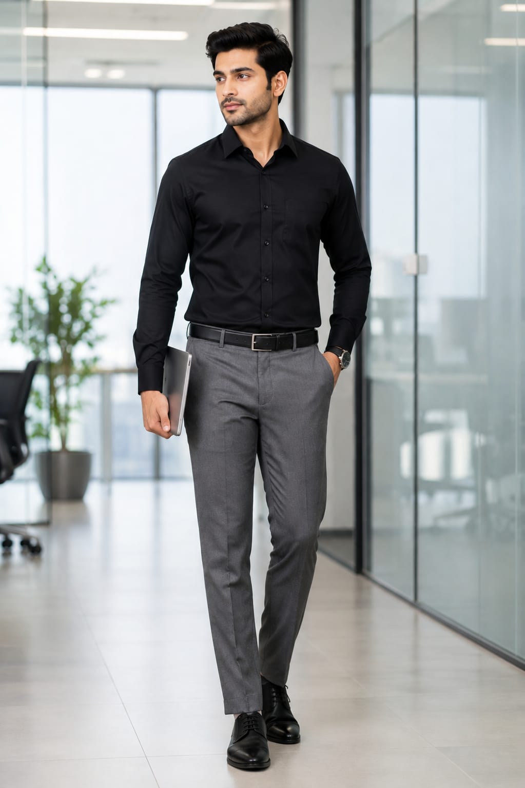 MEN'S BLACK FORMAL SHIRT