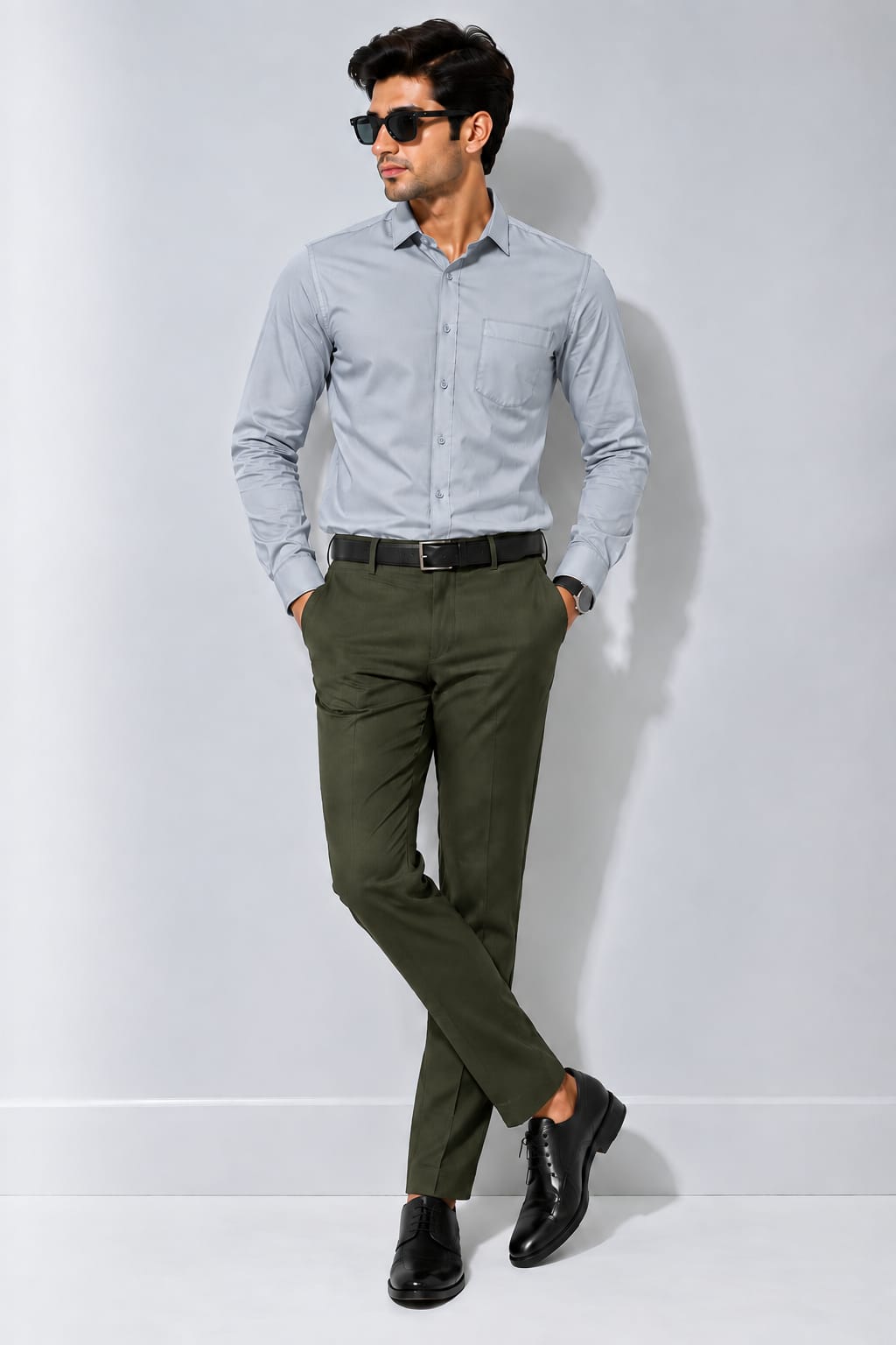 MEN'S SILVER GREY FORMAL SHIRT