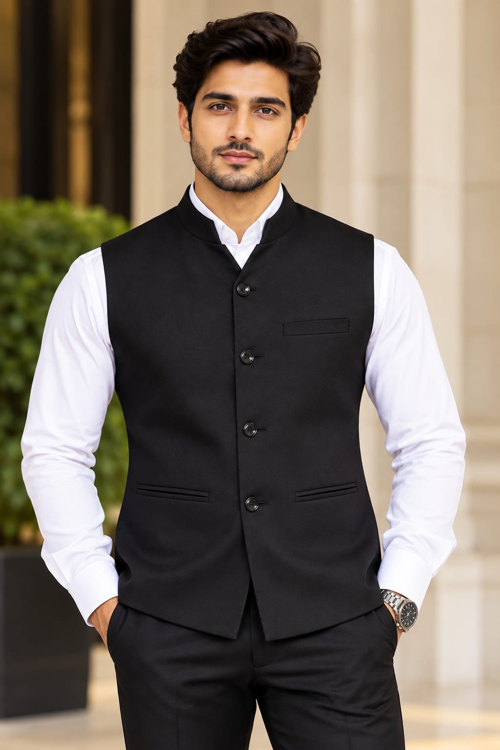MEN'SCLASSIC BLACK WAISTCOAT