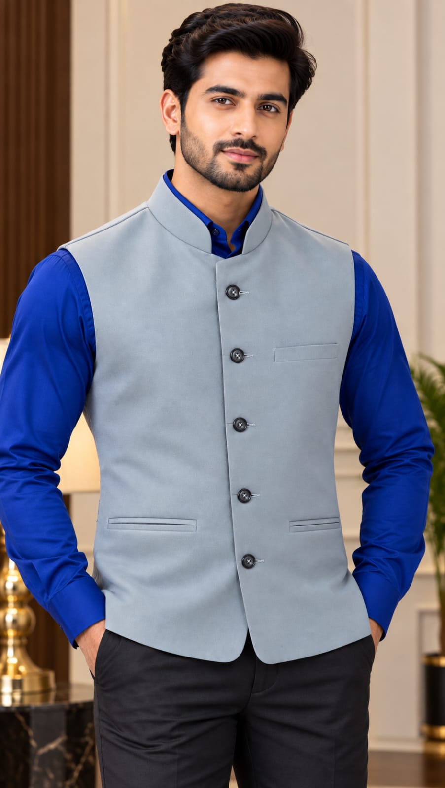 MEN'S CLASSIC GREY WAISTCOAT