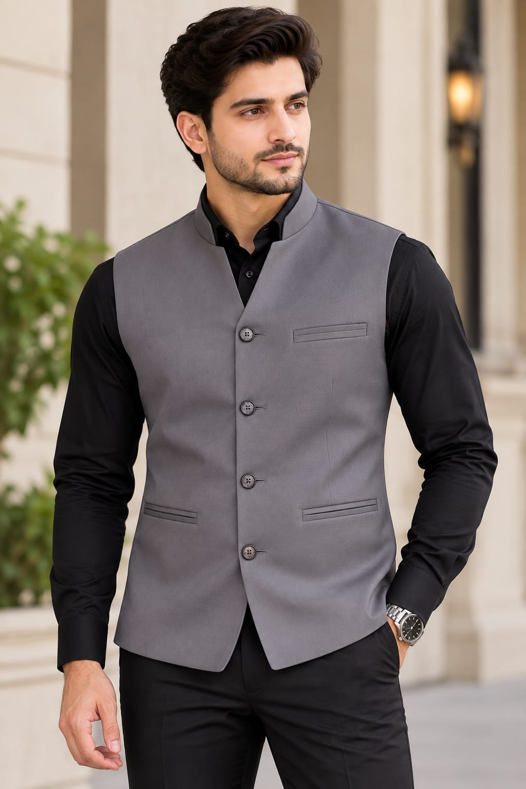 MEN'S ASH GREY WAISTCOAT