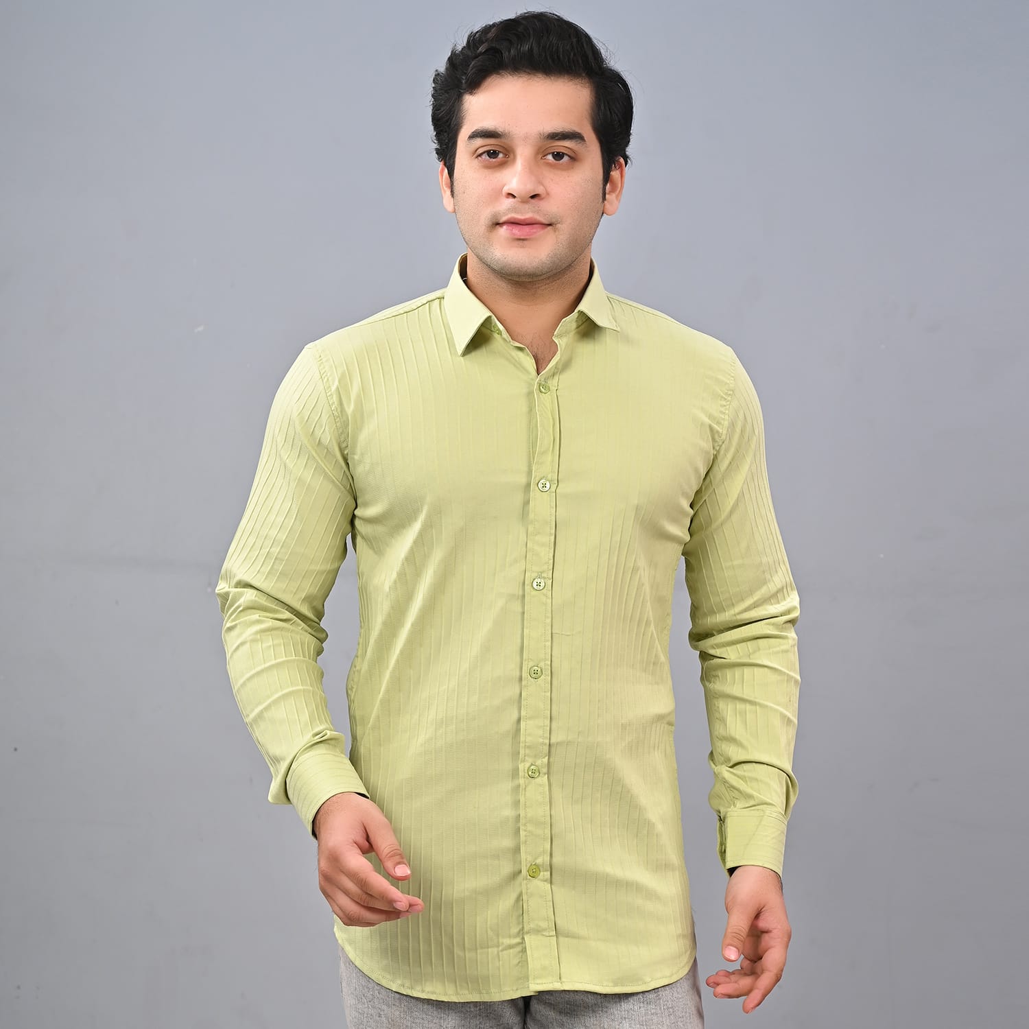 MEN'S LIGHT GREEN CASUAL SHIRT