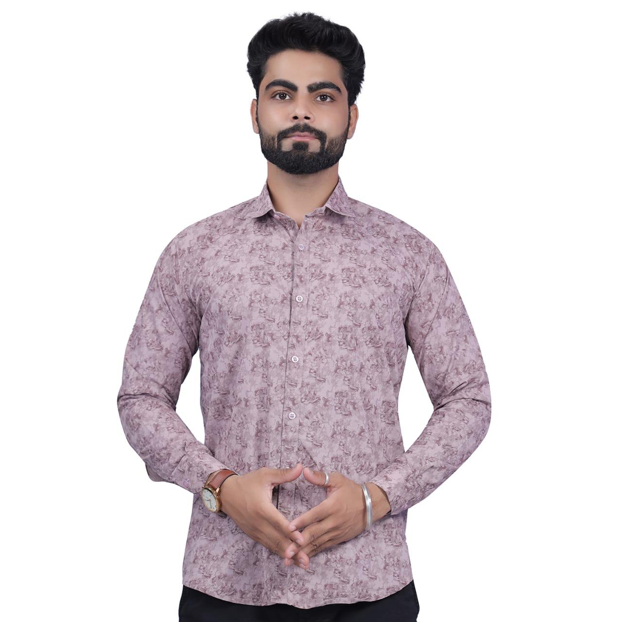 MEN'S BROWN PRINTED SHIRT