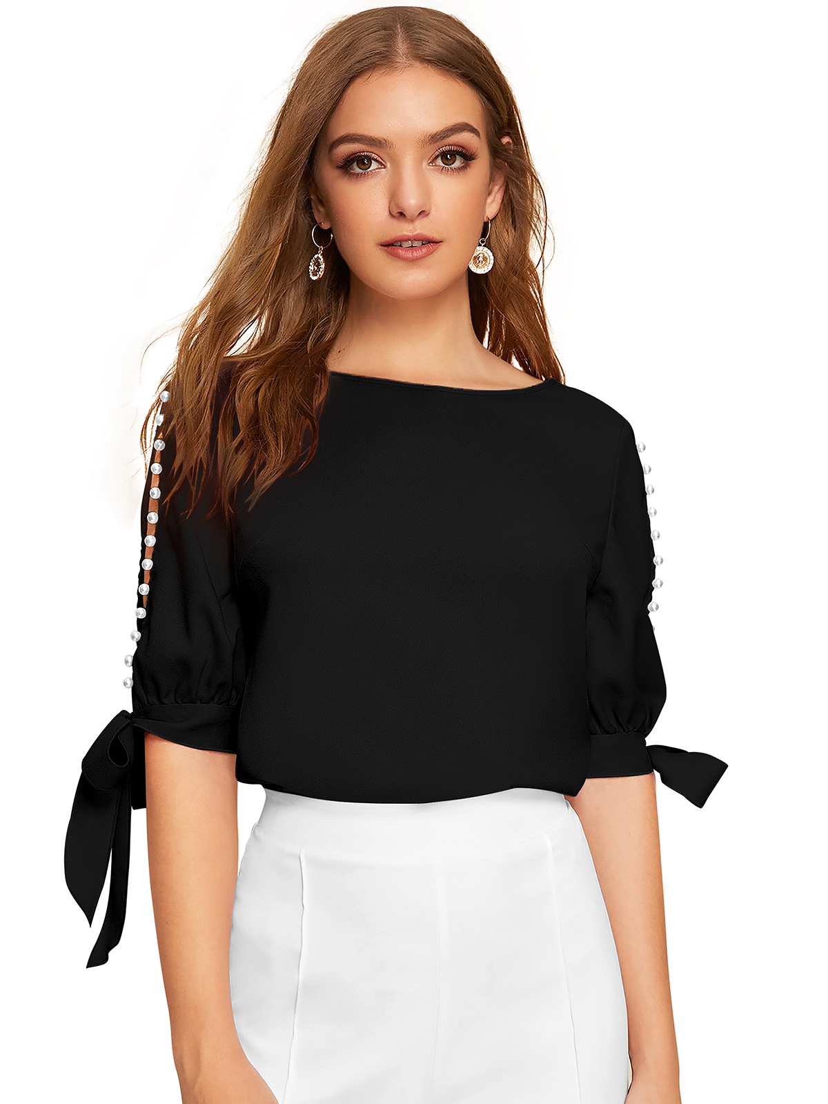 WOMEN'S DESIGNER SLEEVE BLACK TOP