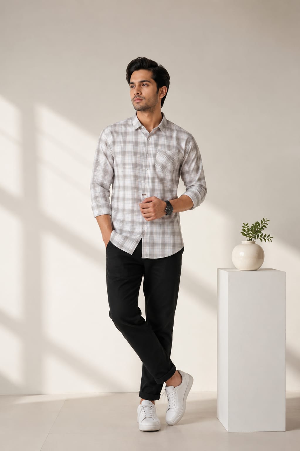 MEN'S CASUAL LIGHT GREY SHIRT