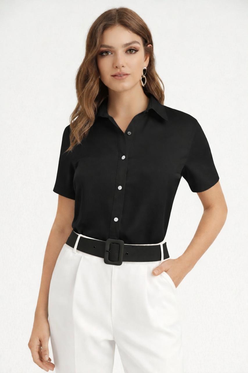 WOMEN`S FORMAL COTTON BLACK SHIRT