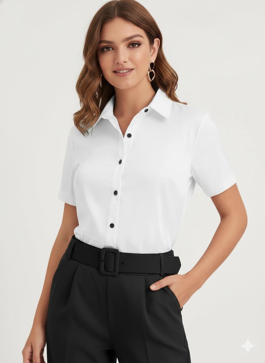 WOMEN`S FORMAL COTTON WHITE SHIRT