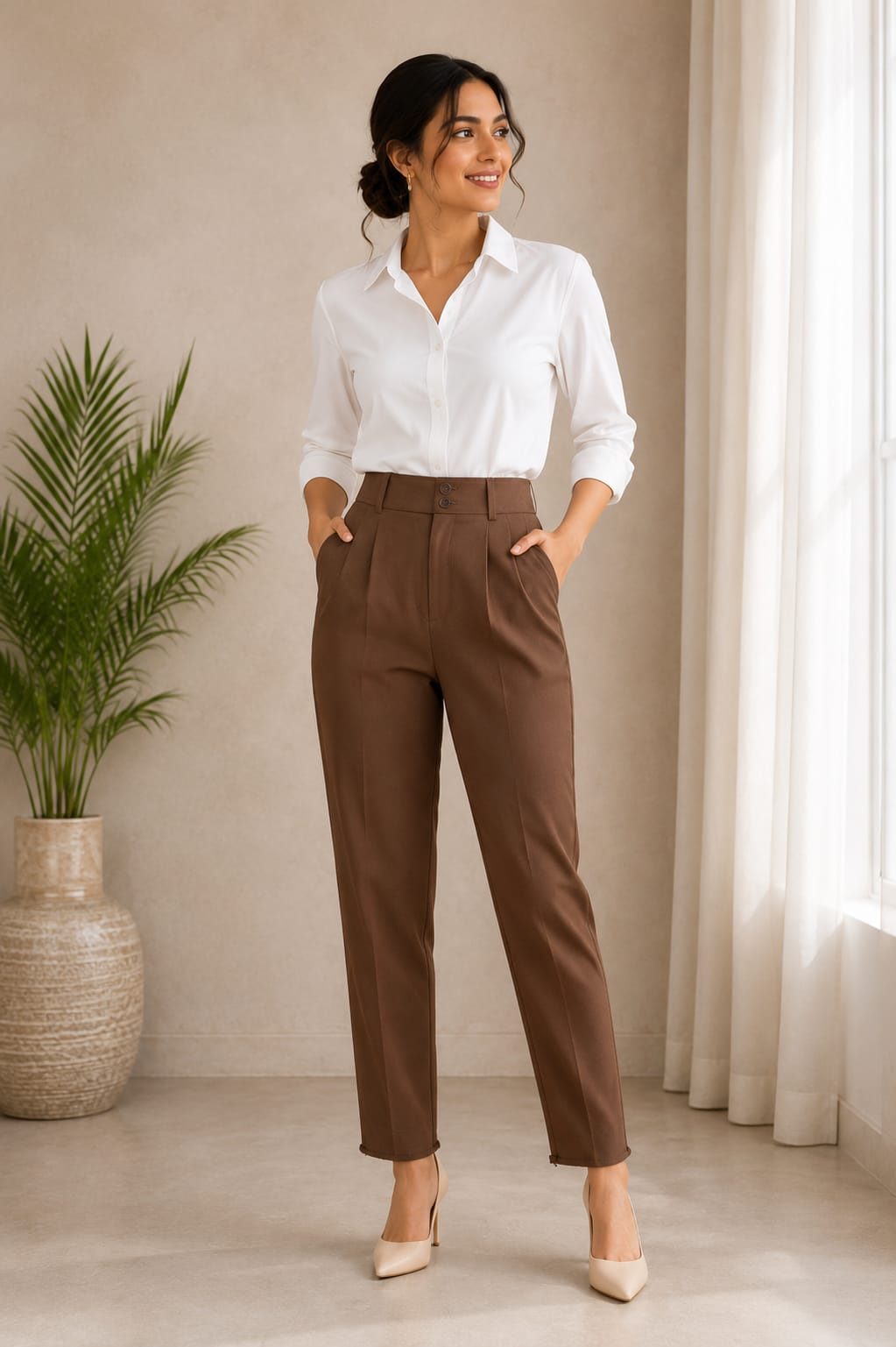 WOMEN'S BROWN TROUSER