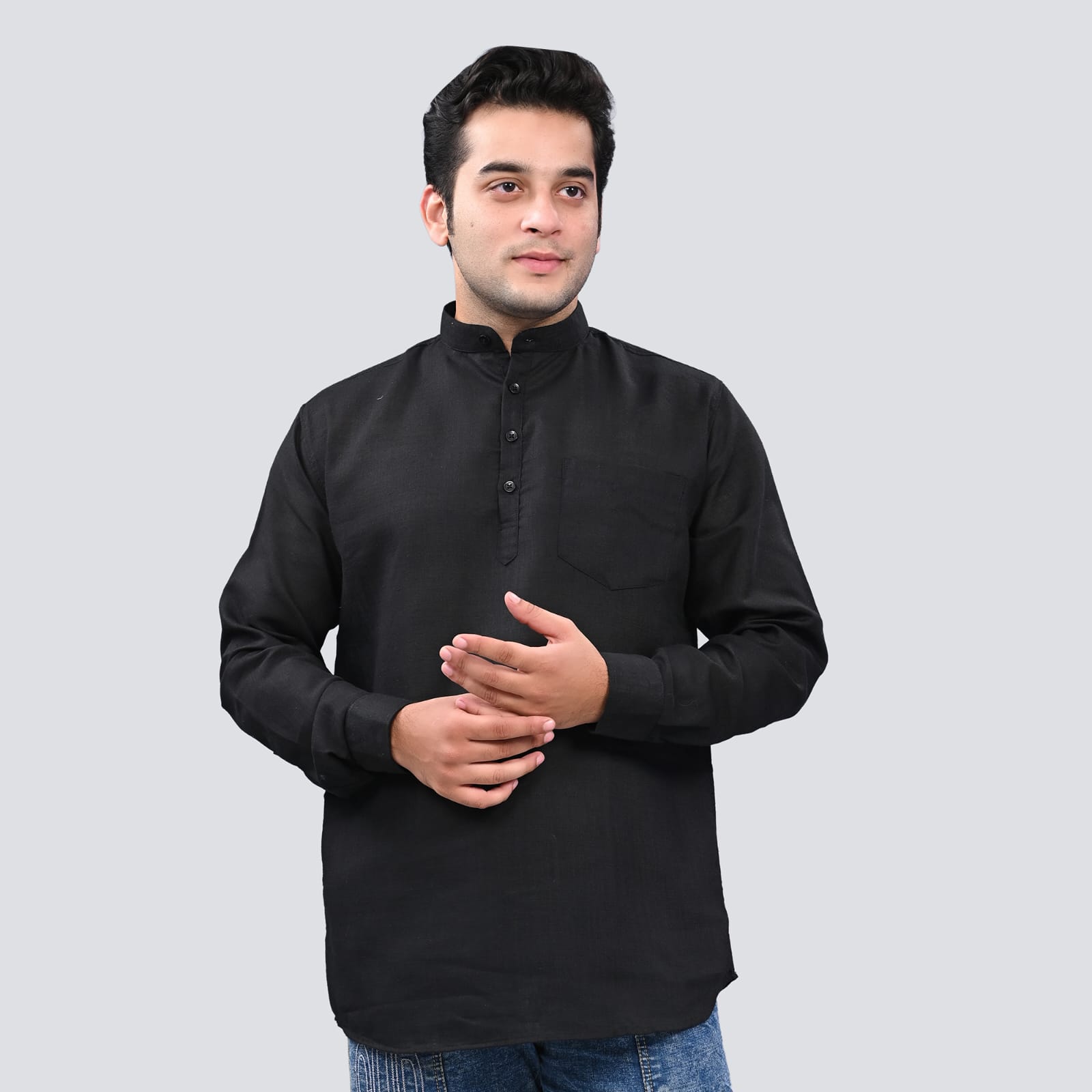 MEN'S BLACK KURTA