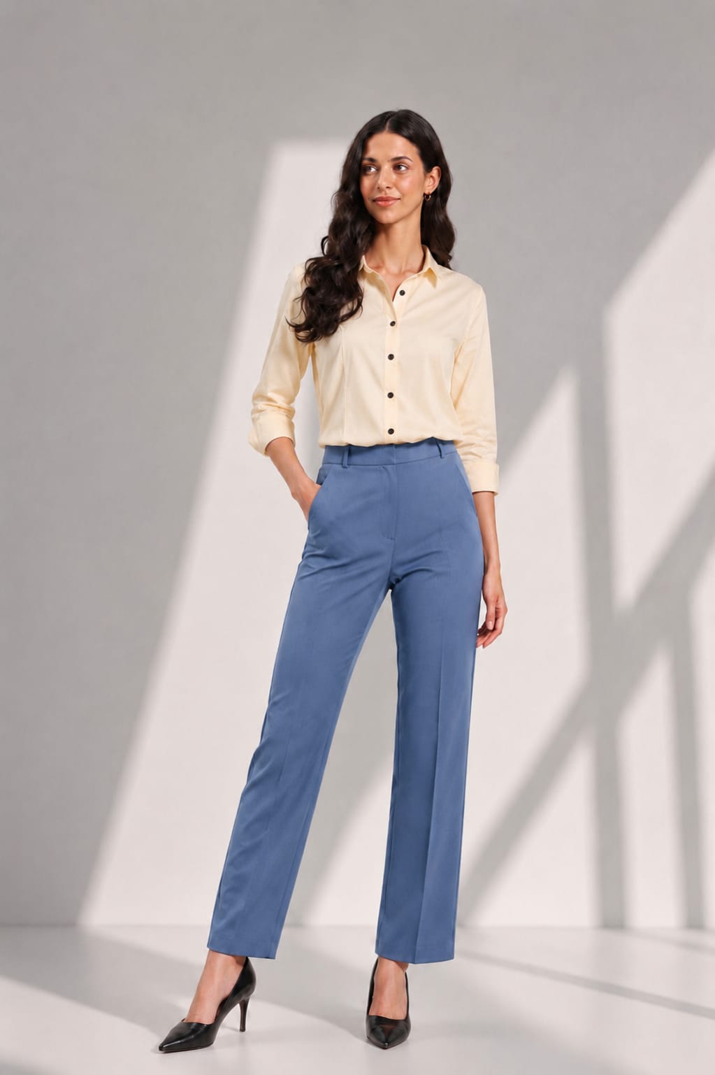 WOMEN'S  LIGHT CREAM FORMAL SHIRT
