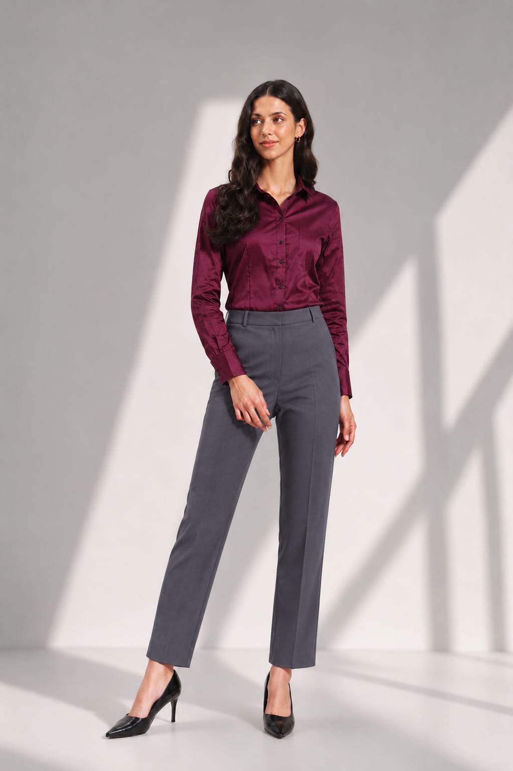 WOMEN'S  MAROON FORMAL SHIRT