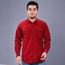 MEN'S MAROON DENIM SHIRT