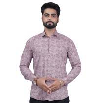 MEN'S  PRINTED CASUAL BROWN SHIRT 